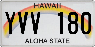 HI license plate YVV180