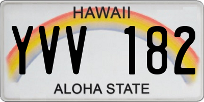 HI license plate YVV182