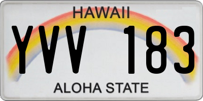 HI license plate YVV183