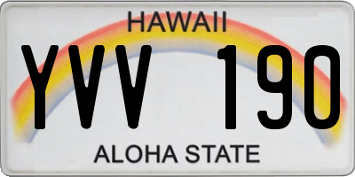 HI license plate YVV190