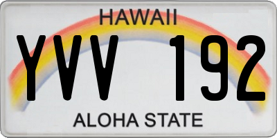 HI license plate YVV192