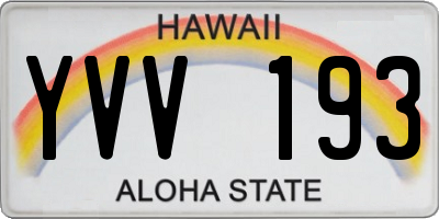HI license plate YVV193
