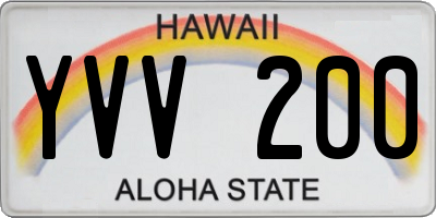 HI license plate YVV200