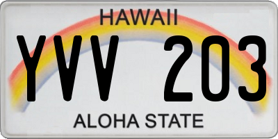 HI license plate YVV203