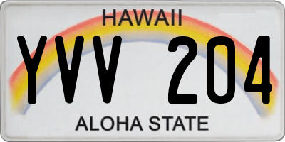 HI license plate YVV204