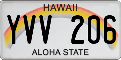 HI license plate YVV206