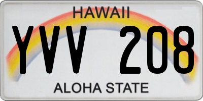 HI license plate YVV208
