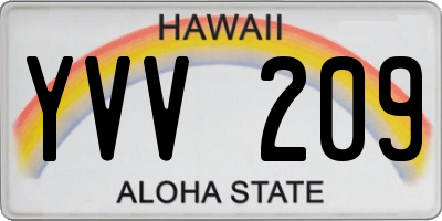 HI license plate YVV209