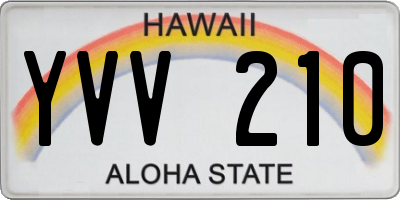 HI license plate YVV210