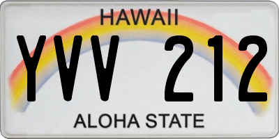HI license plate YVV212