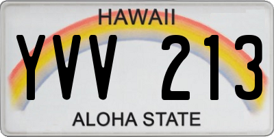 HI license plate YVV213