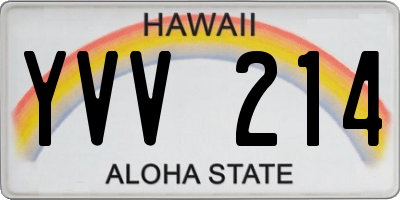 HI license plate YVV214