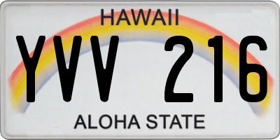 HI license plate YVV216