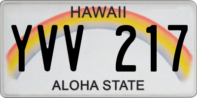 HI license plate YVV217