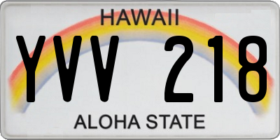 HI license plate YVV218