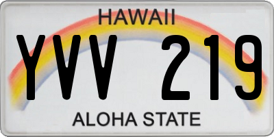 HI license plate YVV219