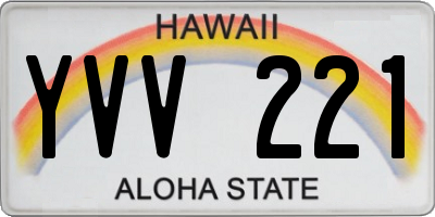 HI license plate YVV221