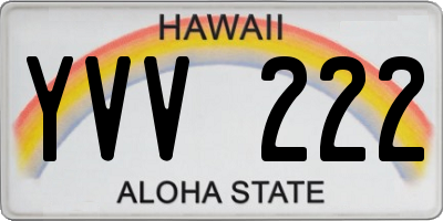 HI license plate YVV222
