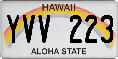 HI license plate YVV223