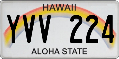 HI license plate YVV224