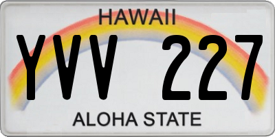 HI license plate YVV227