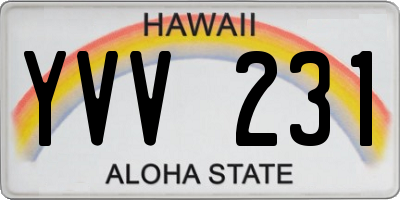 HI license plate YVV231