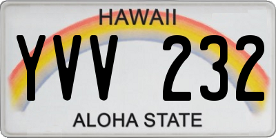 HI license plate YVV232