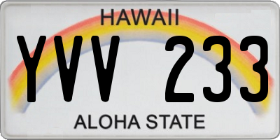 HI license plate YVV233
