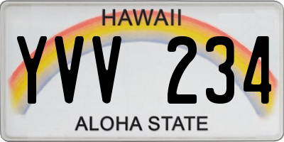 HI license plate YVV234