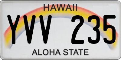 HI license plate YVV235