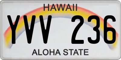 HI license plate YVV236
