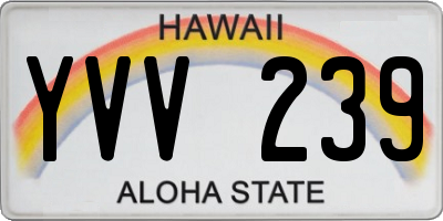 HI license plate YVV239