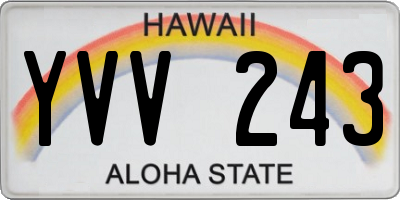 HI license plate YVV243