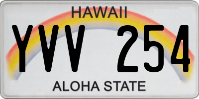 HI license plate YVV254