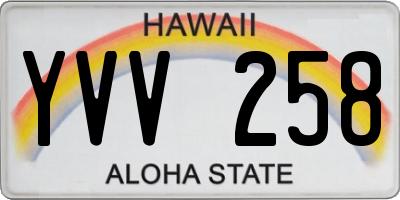 HI license plate YVV258