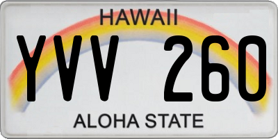 HI license plate YVV260