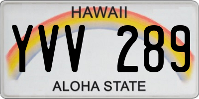 HI license plate YVV289