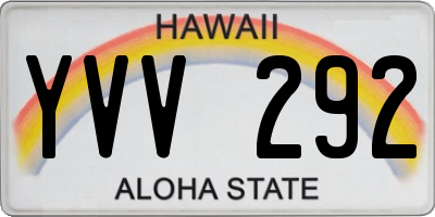 HI license plate YVV292