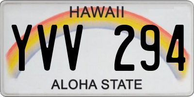 HI license plate YVV294