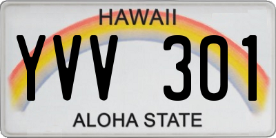HI license plate YVV301