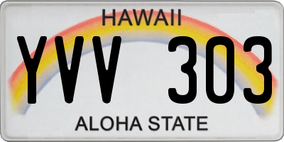 HI license plate YVV303