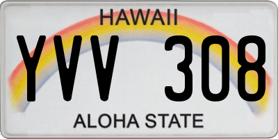 HI license plate YVV308