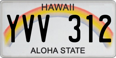 HI license plate YVV312