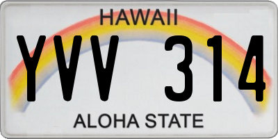 HI license plate YVV314