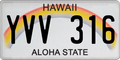HI license plate YVV316