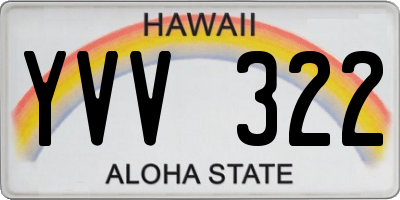 HI license plate YVV322