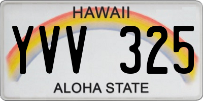 HI license plate YVV325