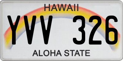 HI license plate YVV326