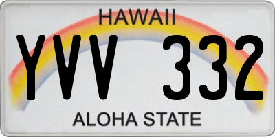 HI license plate YVV332