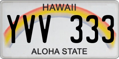 HI license plate YVV333
